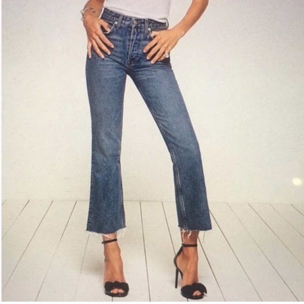 REFORMATION Mod Crop Flare Jeans In Baltic Size 27